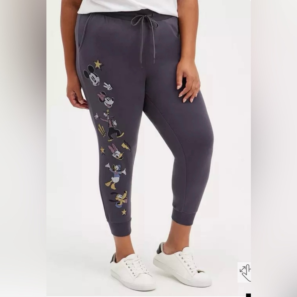 Torrid Disney Mikey & Friends Charcoal Gray Drawstring Jogger Leggings Pants - Picture 4 of 10